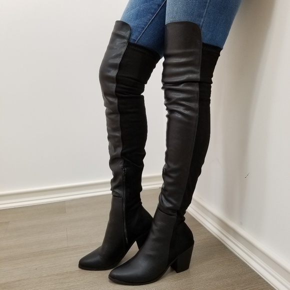 half suede half leather boots